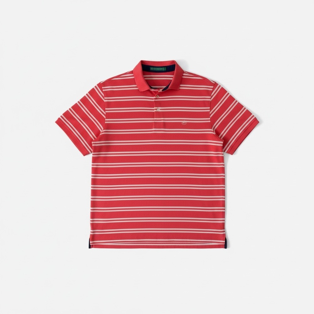 Southern Tide Orange Polo with White Stripes